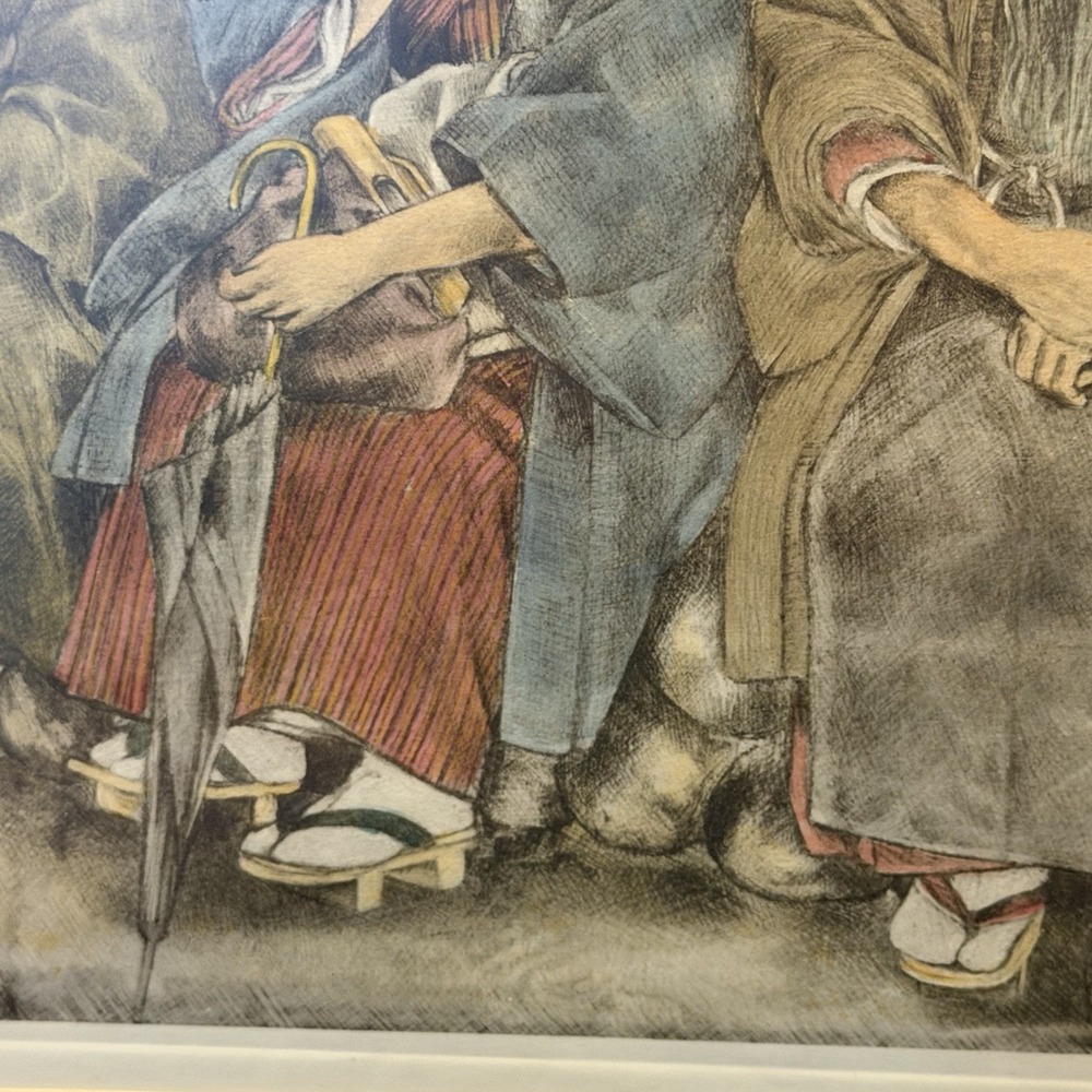Willy Seiler Hand Colored Etching Titled "Resting" Signed Vintage Asian Oriental - Picture 8 of 12